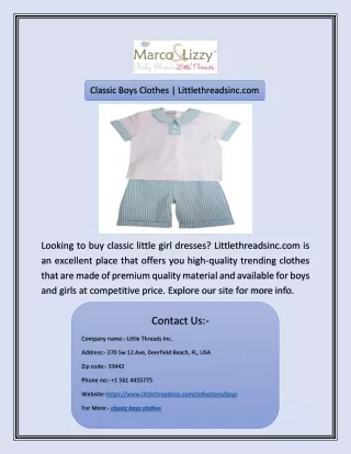 classic boys clothes littlethreadsinc com