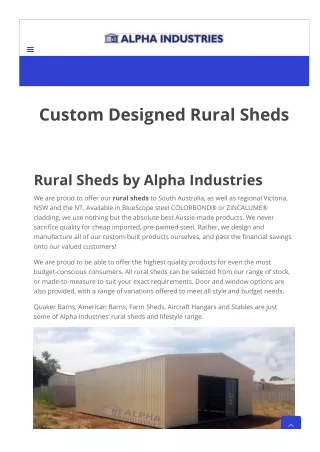 Rural sheds