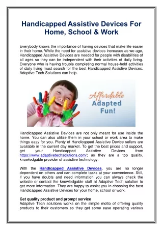handicapped assistive devices for home school work