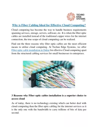 why is fiber cabling ideal for effective cloud