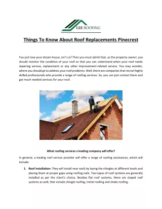 things to know about roof replacements pinecrest