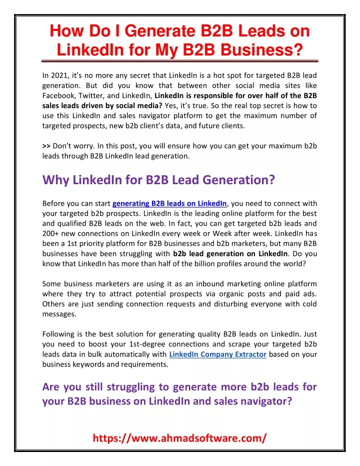 how do i generate b2b leads on linkedin