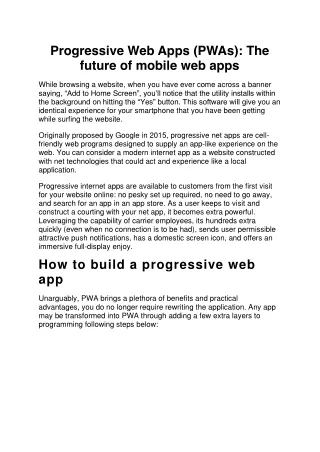 Progressive Web Apps PWAs The future of mobile web apps