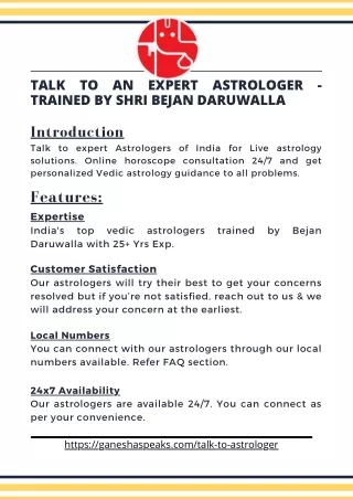Talk to an Expert Astrologer - trained by Shri Bejan Daruwalla (1)