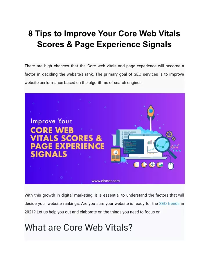 8 tips to improve your core web vitals scores