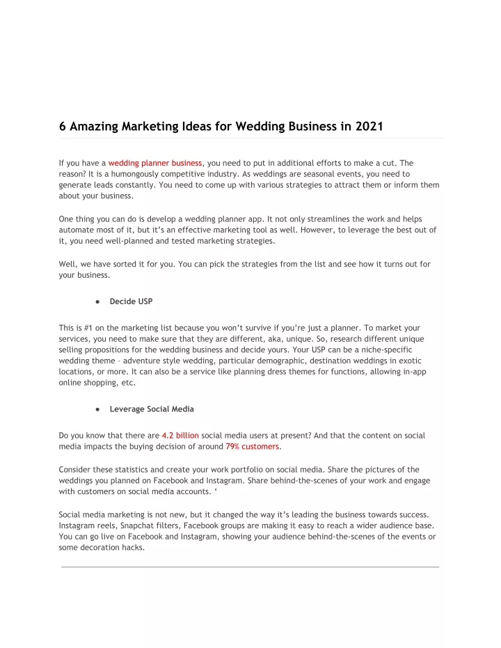 6 amazing marketing ideas for wedding business