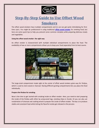 Step-By-Step Guide to Use Offset Wood Smokers