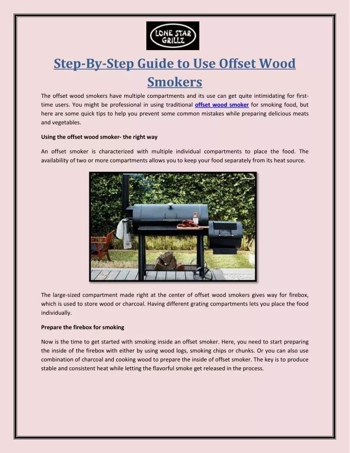step by step guide to use offset wood smokers