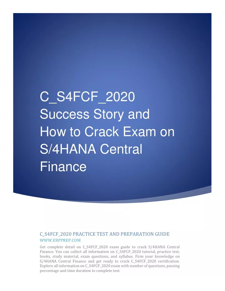 PPT - C_S4FCF_2020 Success Story And How To Crack Exam On S/4HANA ...