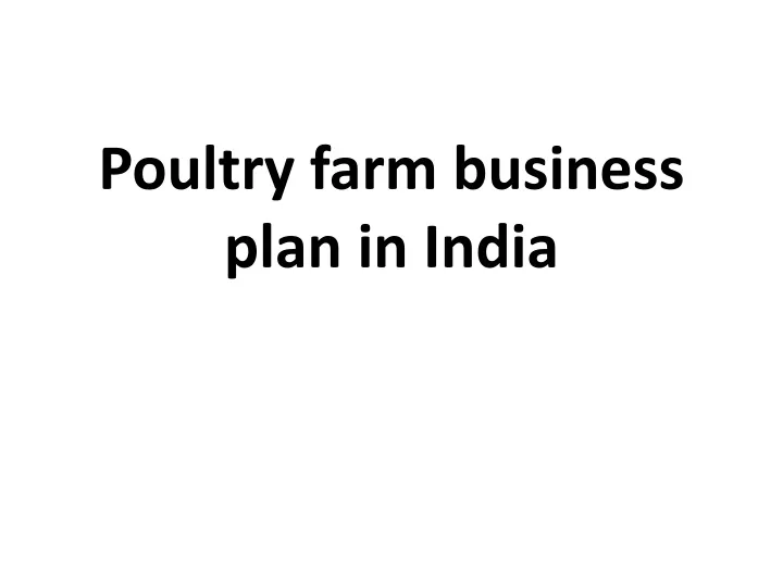 poultry farm business plan in india
