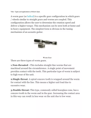 title types and applications of worm gear