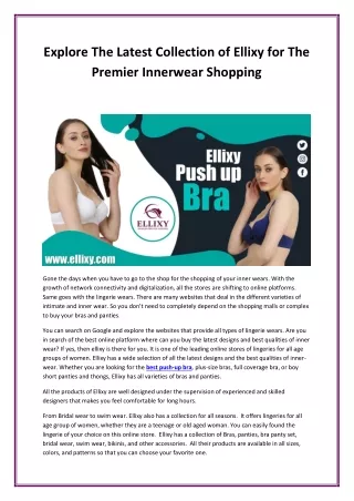 Explore The Latest Collection of Ellixy for The Premier Innerwear Shopping