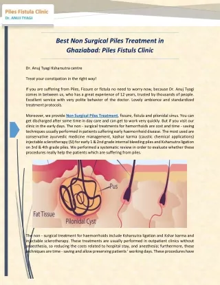 Get Best Kshar Sutra Treatment in Ghaziabad: Piles Fistuls Clinic