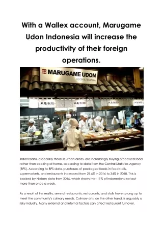 With a Wallex account, Marugame Udon Indonesia will increase the productivity of their foreign operations (1)