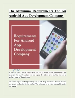 The Minimum Requirements For An Android App Development Company