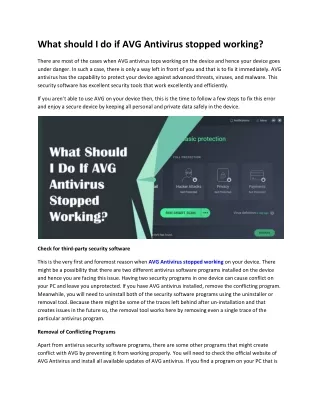 what should i do if avg antivirus stopped working