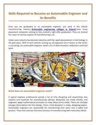 skills required to become an automobile engineer