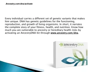 Ancestry.com/dna/activate - Ancestry Sign In - Activate Your DNA Kit