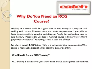 Why Do You Need an RCG Course