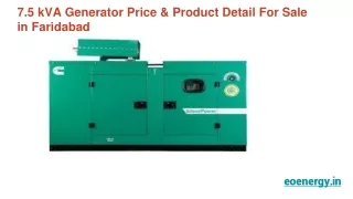 7.5 kVA Generator Price & Product Detail For Sale in Faridabad