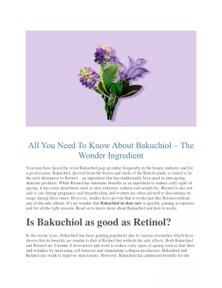 All You Need To Know About Bakuchiol - The Wonder Ingredient - The Moms Co.