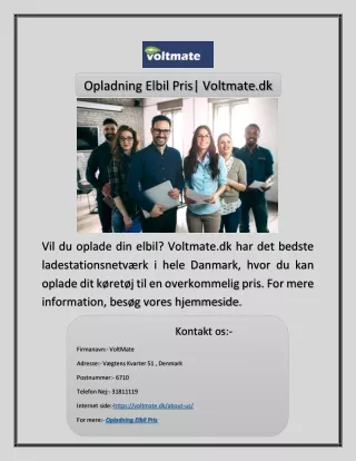 Opladning Elbil Pris| Voltmate.dk