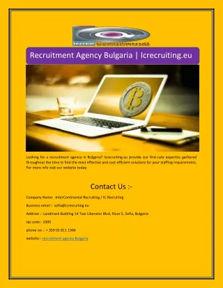 Recruitment Agency Bulgaria | Icrecruiting.eu