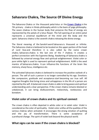 sahasrara chakra the source of divine energy