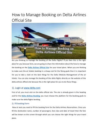 how to manage booking on delta airlines official