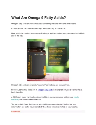 what are omega 9 fatty acids