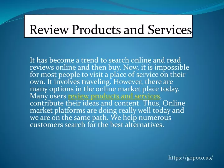 review products and services