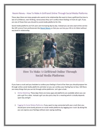 Naomi Neveu - How To Make A Girlfriend Online Through Social Media Platforms
