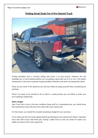 Finding Great Deals For A Pre-Owned Truck