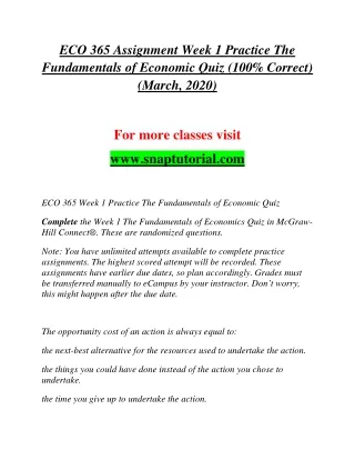 ECO 365 Enthusiastic Teaching / snaptutorial.com