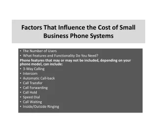 factors that influence the cost of small business phone systems