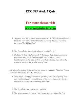 eco 545 week 5 quiz