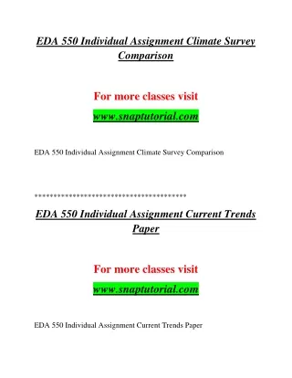 EDA 550 Enthusiastic Teaching / snaptutorial.com