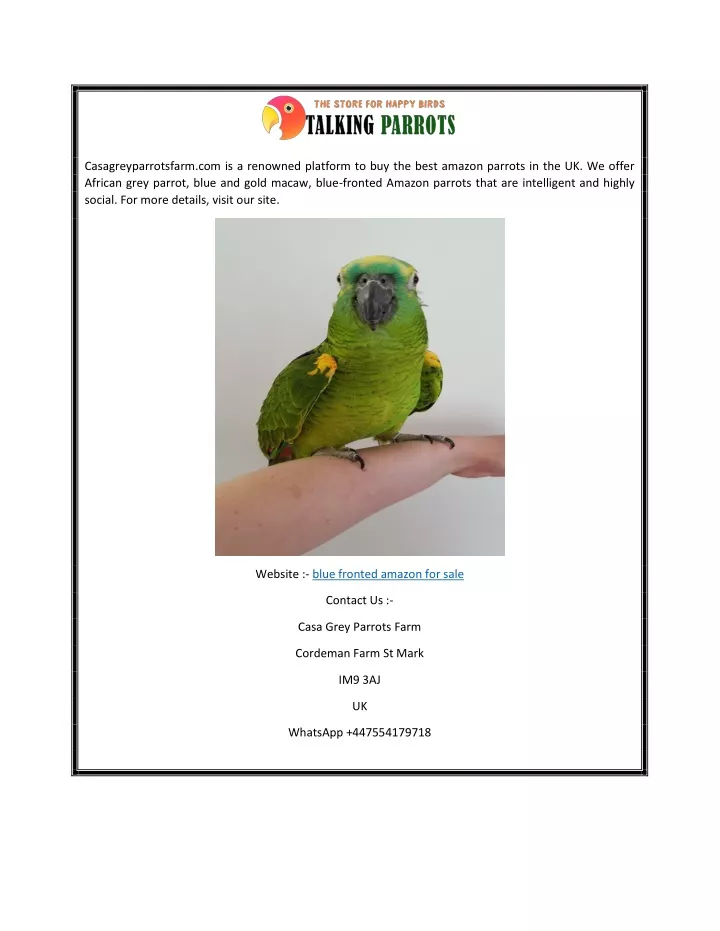 casagreyparrotsfarm com is a renowned platform