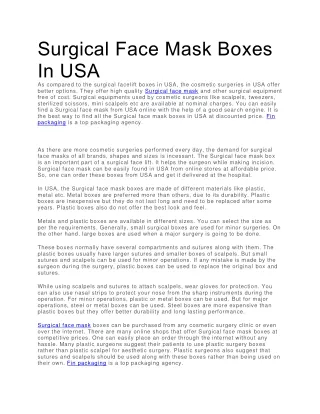 Get Custom Surgical Face Mask Boxes Wholesale | Finpackaging
