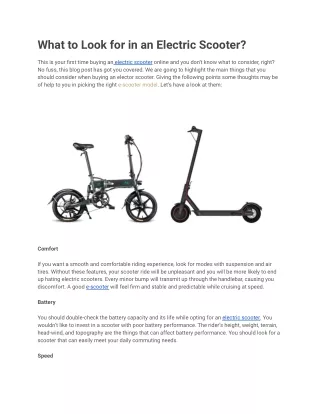 what to look for in an electric scooter