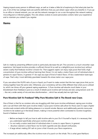 Vaping With Nicotine Salts.