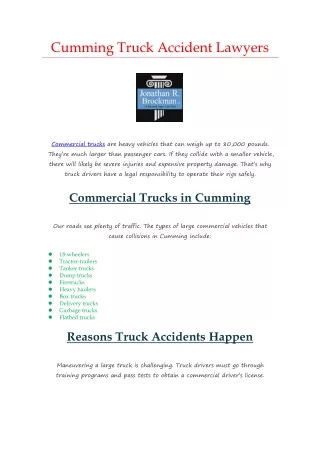 Cumming Truck Accident Lawyers