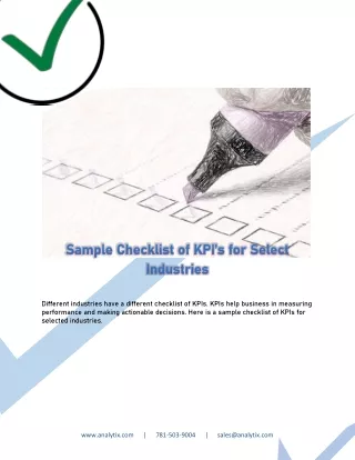 different industries have a different checklist
