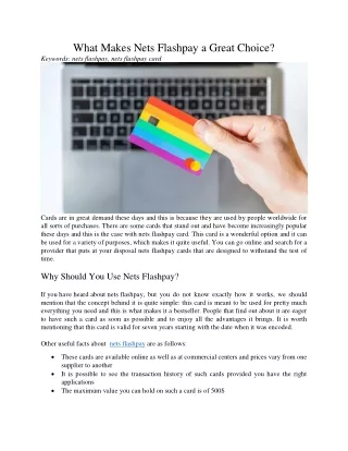 what makes nets flashpay a great choice keywords
