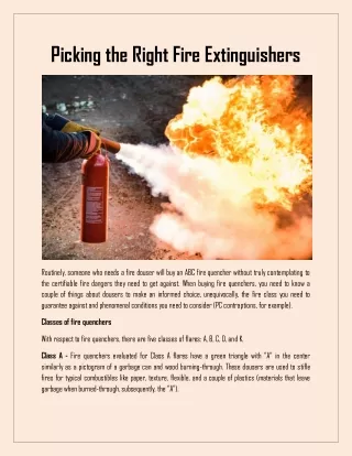 Picking the Right Fire Extinguishers