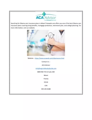 searching for obama care insurance plans in miami