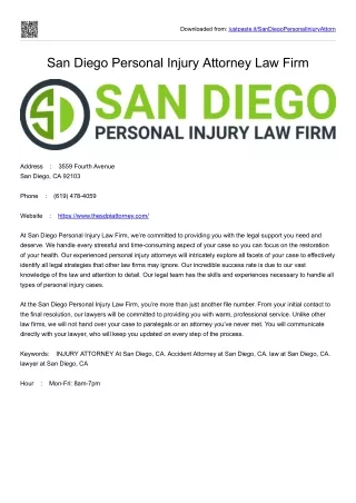 San Diego Personal Injury Attorney Law Firm