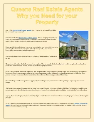 why utilize queens real estate agents when