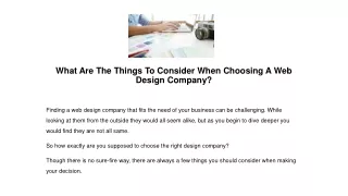 what are the things to consider when choosing