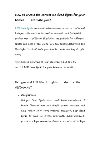 how to choose the correct led flood lights
